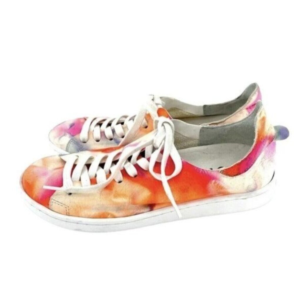SCHUTZ Sneakers Tie Dye Neon Soft Suede Leather Tennis Shoes SZ 6.5 NEW